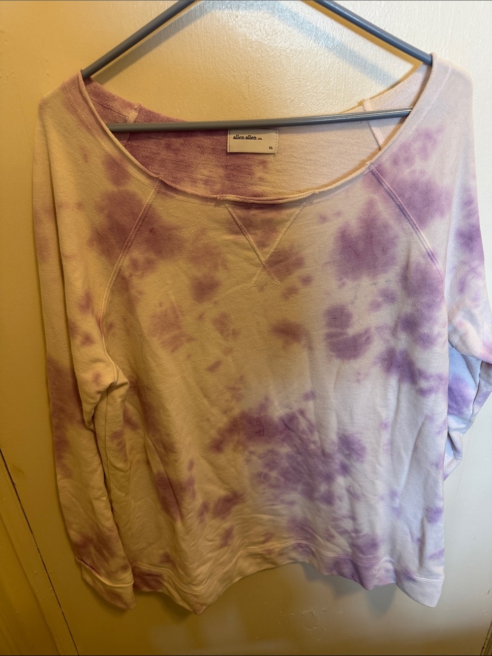 allen allen Lavender and White Tie-Dye Crewneck Sweatshirt